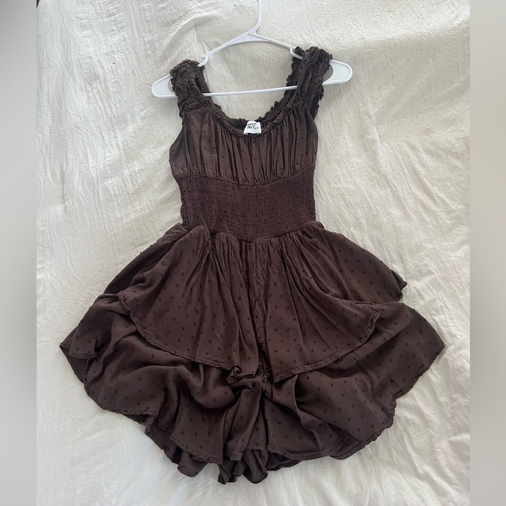 Mini princess Polly brown polka dot dress/romper